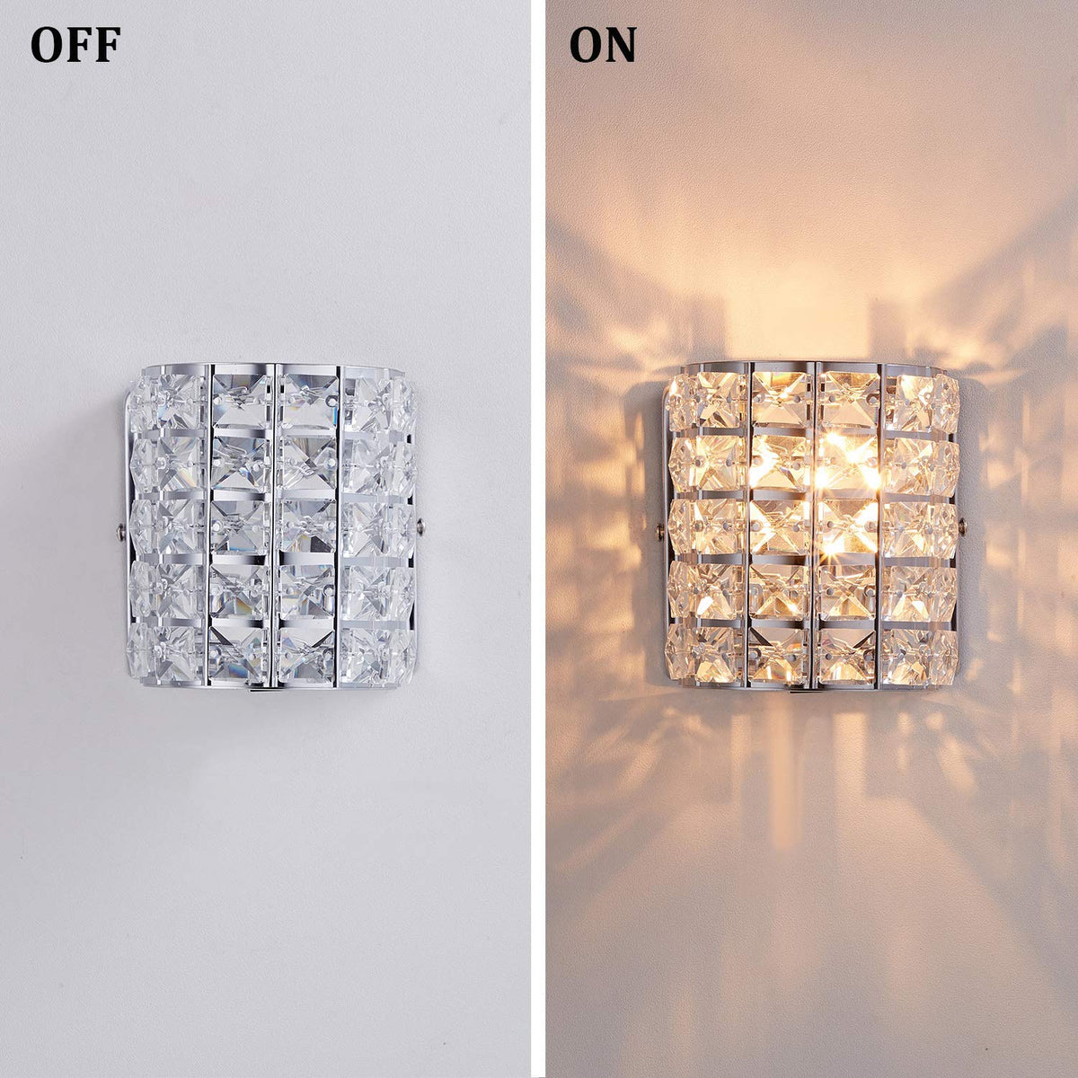 Modern Chrome Crystal Wall Sconces, Elegant Bathroom Vanity Wall Light Fixtures Bedroom Bathroom Hallway Entryway