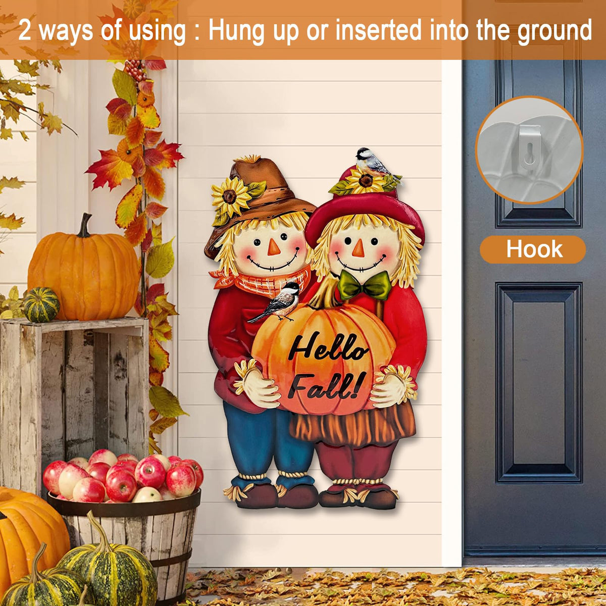 Decorations Outdoor, Thanksgiving Scarecrow with Pumpkin Garden Decor