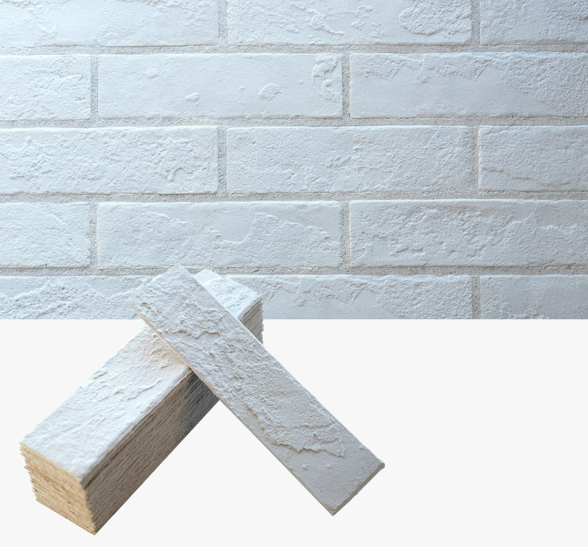 White Faux Brick Wall Tiles, 3D Thin Brick Veneers for Indoor Outdoor Wall Decoration, for TV Background, Bedroom