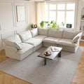 V-Shaped Beige Cloud Couches, Convertible Modular Sofas, Minimalist Deep Seat Sofa, Down Fill Sectional, Couch Sofa Furniture for Living Room, Office, Apartment
