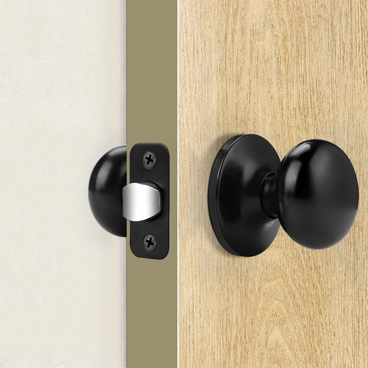 Door Knobs Interior, Passage Door Handles 10 Pack Matte Black Finish, Indoor Universible Levers for Closet Hallway