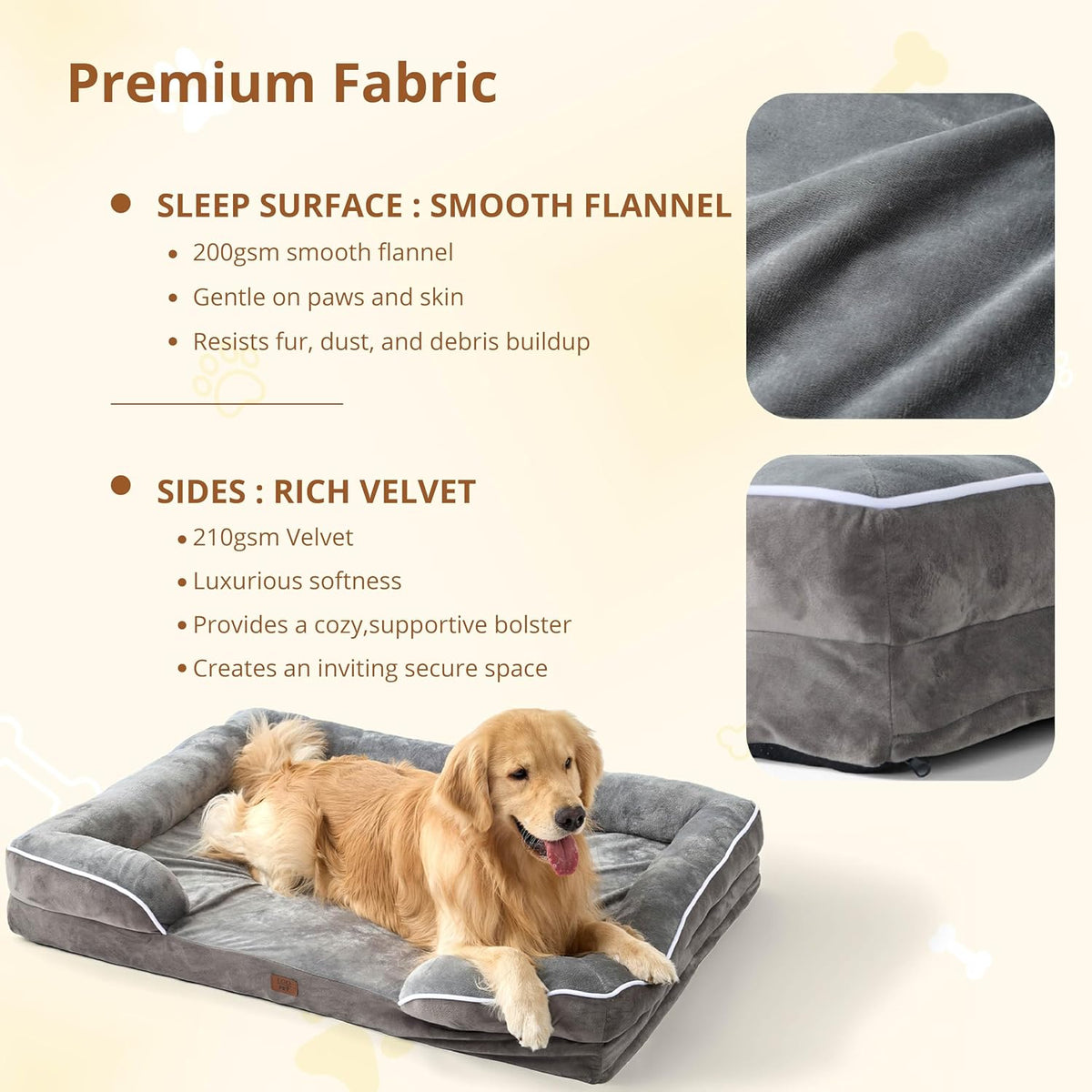 Orthopedic Dog Bed Medium Size Dogs: Comfort Cats Couch Sofa with Washable Removable Cover, Soft Flannel