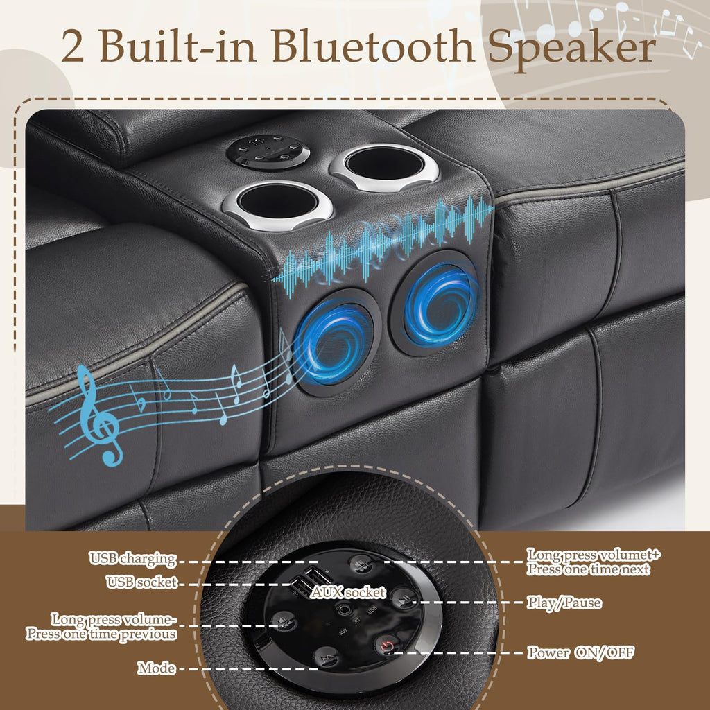 Power Reclining Loveseat with LED Reading Light/Storage Drawer