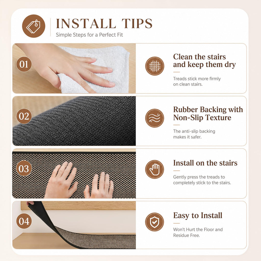 Comfortable Stair Landing Carpet Non Slip Chenille for Wooden Steps Rubber Backing Landing Mat Covers Indoor for