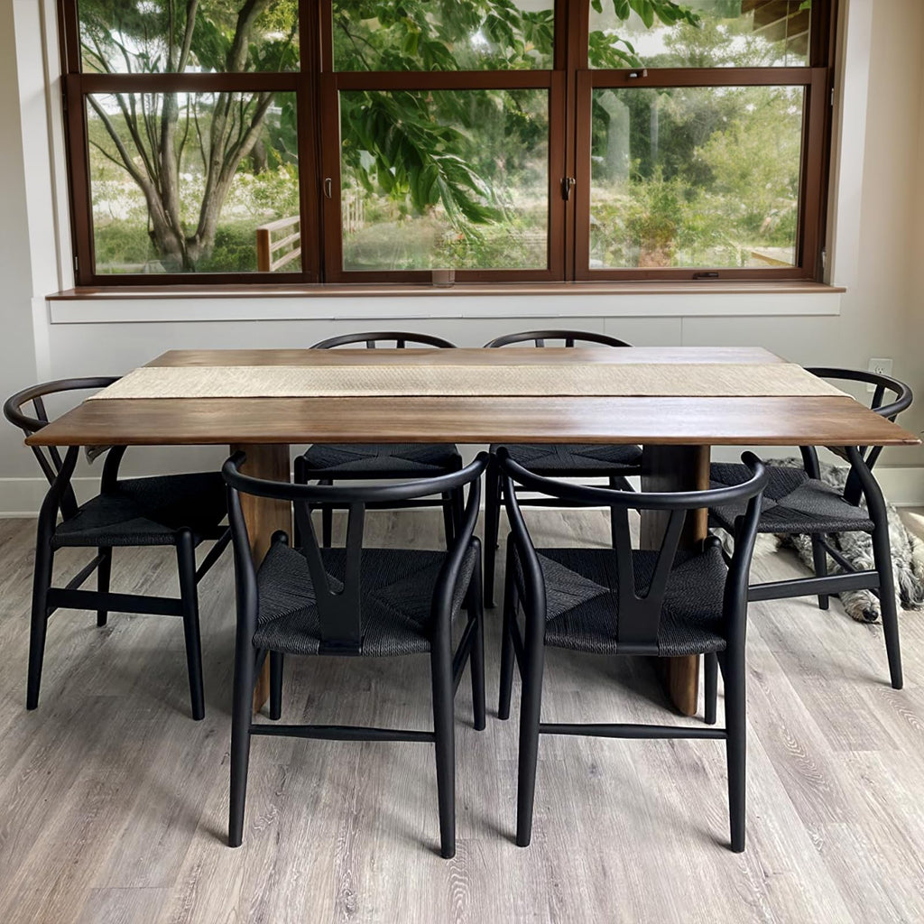 Black Wishbone Dining Chair, Rattan Dining Chair