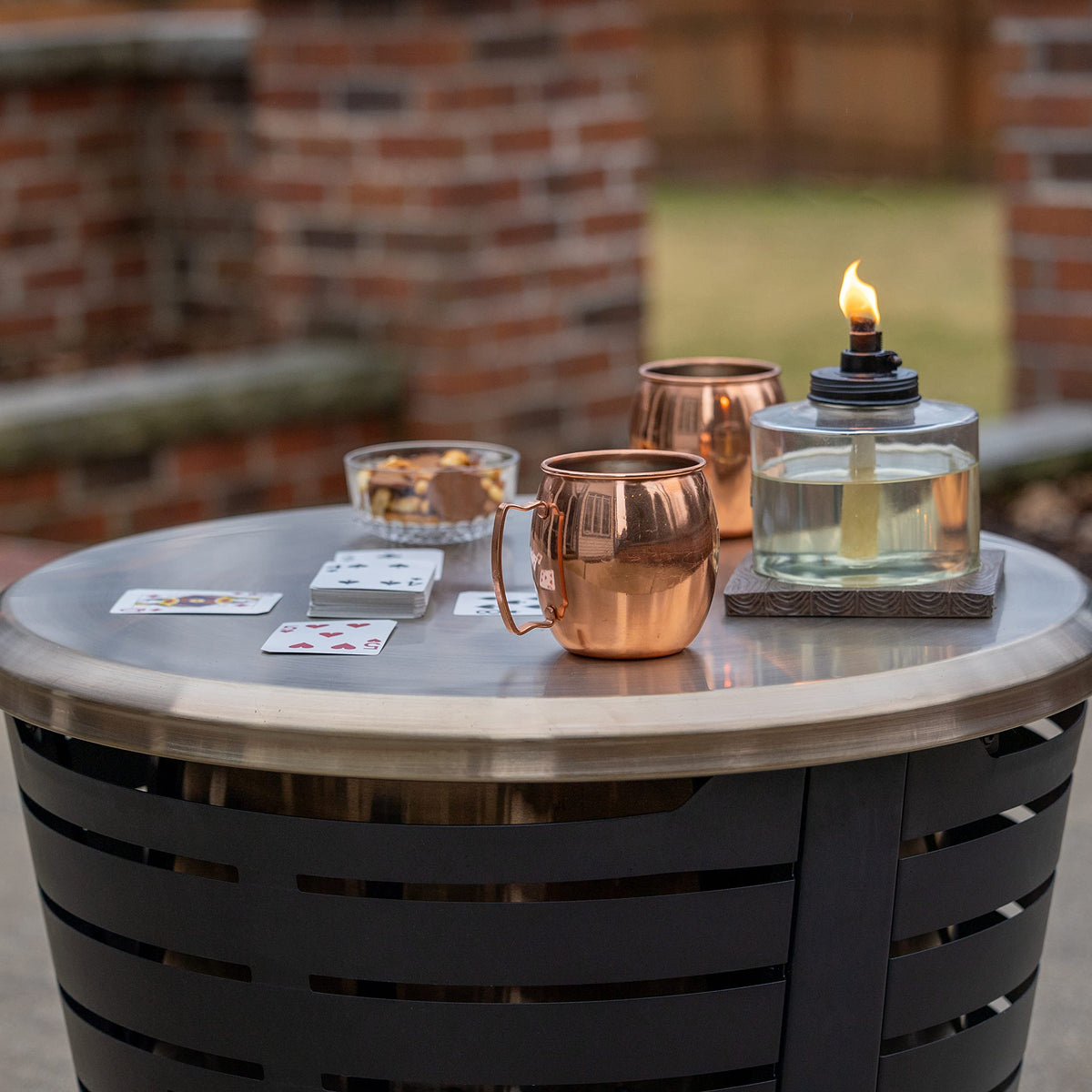 Patio & Celebration Tabletop Fire Pit Cover - 25.6" Durable Stainless Steel Lid - Weather-Resistant Outdoor Fire Pit