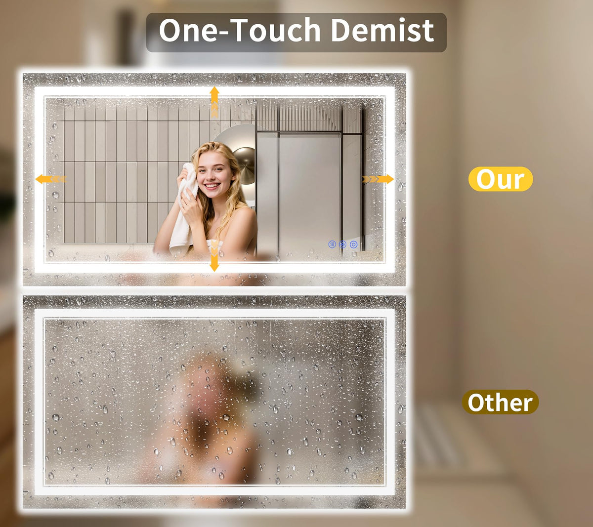 32"x48" LED Bathroom Mirror with Lights, Anti-Fog, Backlit + Front Lit, Dimmable, Led Vanity Mirror for Wall, Lighted