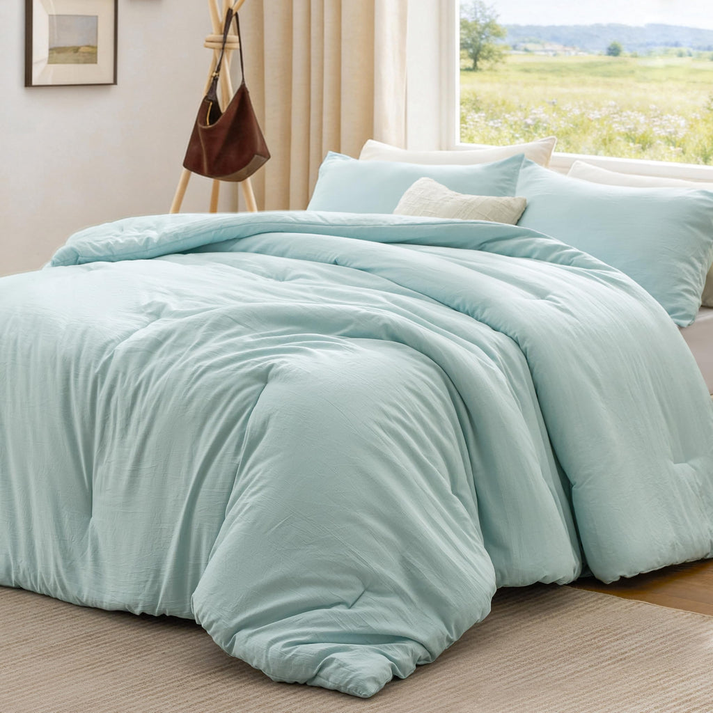 Comforter Set, 3-Piece Linen Blend Bedding Set
