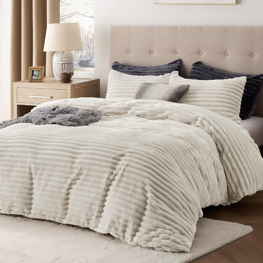 Fluffy Duvet Cover Set, Warm Flannel Fleece Bedding, Linen