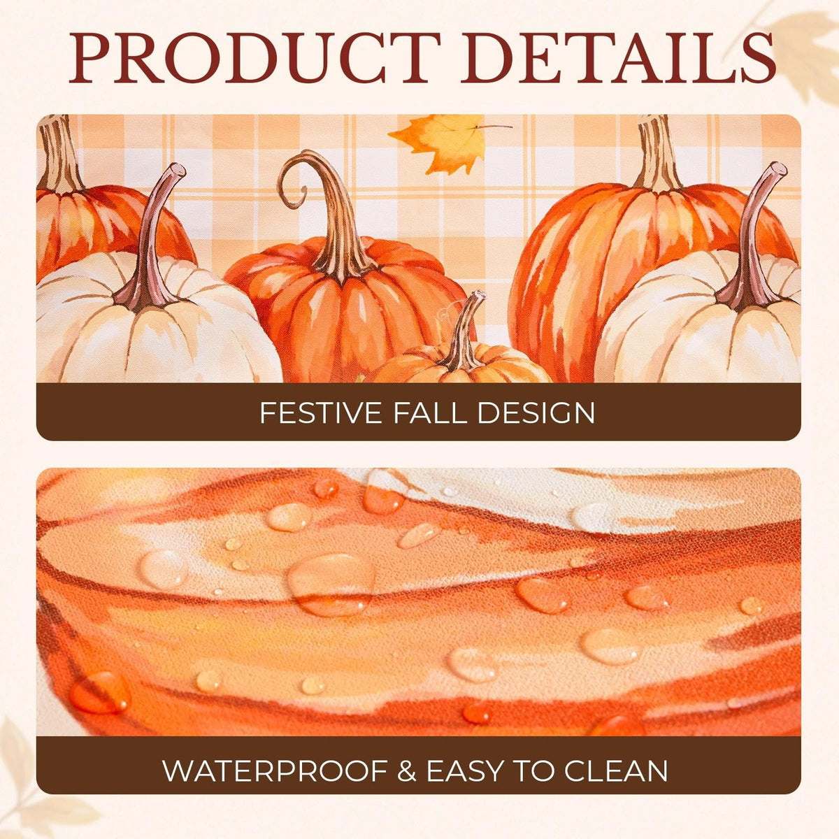 Fall Gingham Vinyl Tablecloth, Rectangle 54 x 78, Orange
