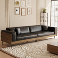 106.3" Mid-Century Modern Leather Sofa Couch with Wood Frame