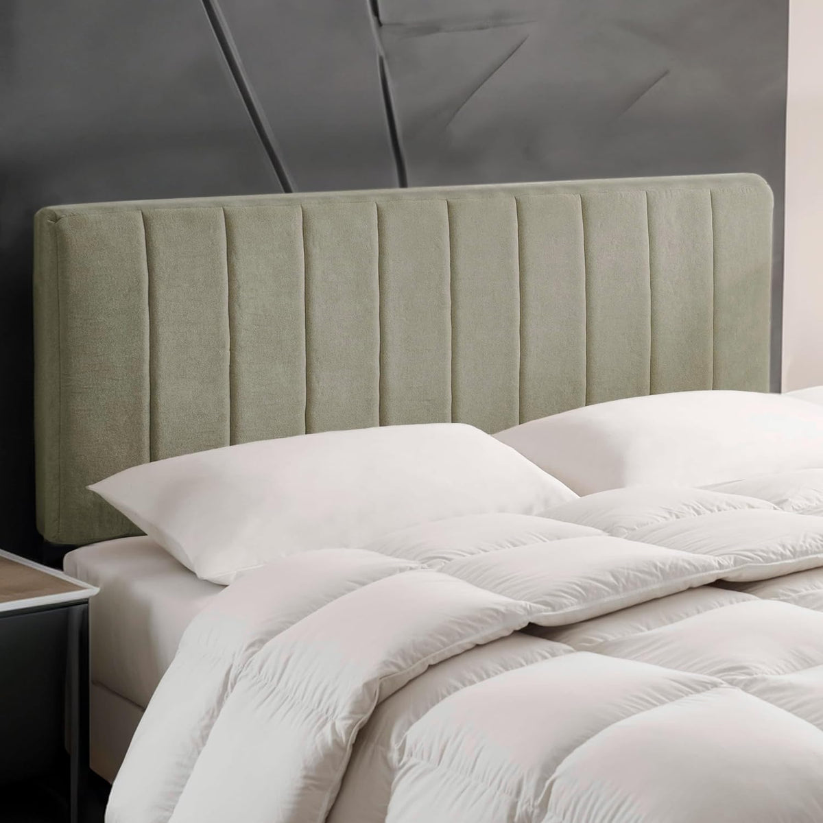 Upholstered King Headboard with Channel Stitching, Simple Assembly