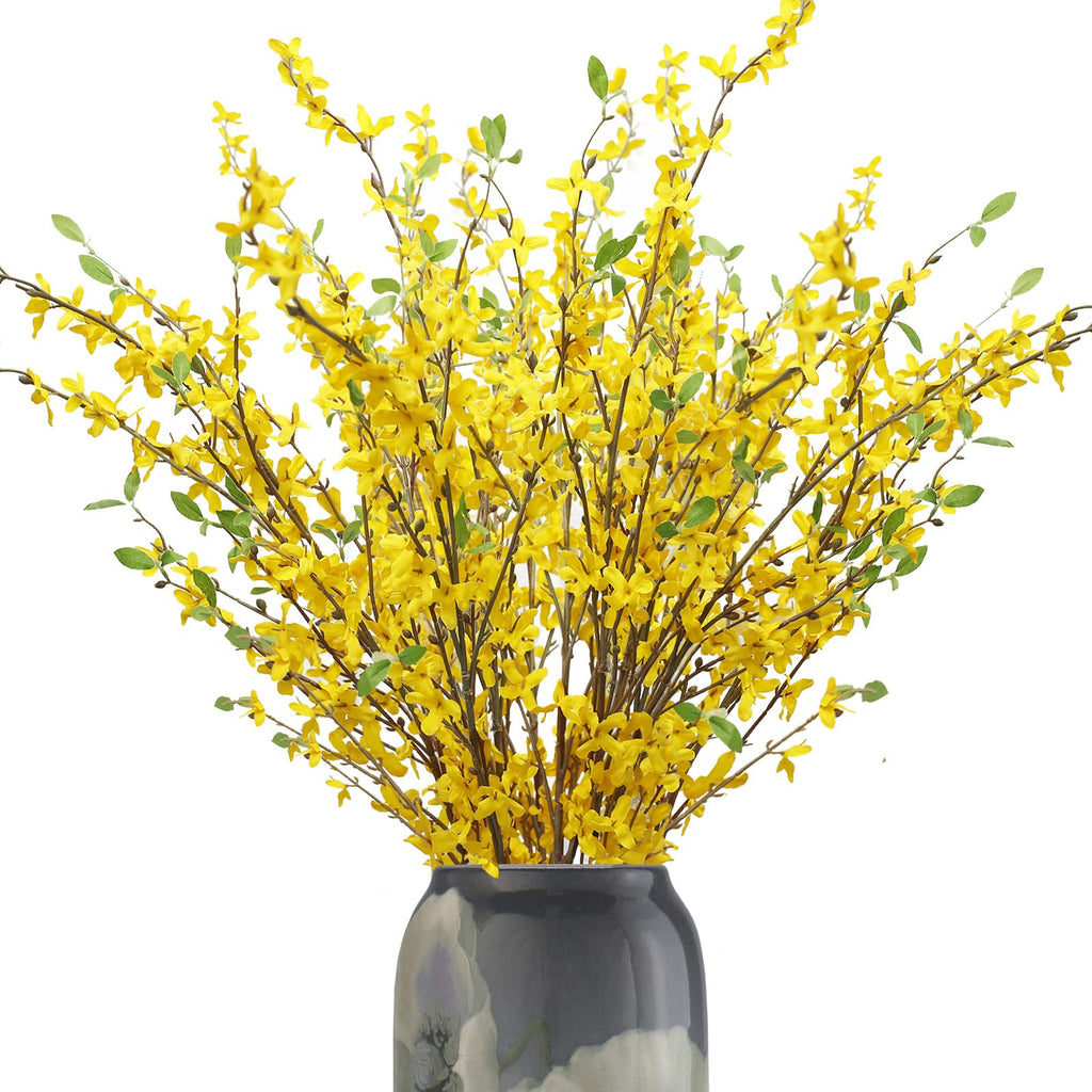 Artificial Forsythia Branches, 6 Pcs 39.4 Inch Cherry Blossom, Spring Flowers Artificial for Decoration, Silk