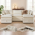 Modular Sofa with Storage, 103" U-Shape Sectional Cloud Couch, Oversized Fabric Couch with Movable Ottoman, 5 Seat