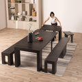 Solid Wood Extendable Dining Table, Black