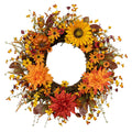 Fall Wreaths for Front Door 20 Inch Artificial Fall Wreath Autumn Flower Wreath with Sunflower Daisy Dahlia Pumpkin