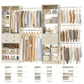 Closet System, Up to 128.6"/10.7 FT Closet Organizer with 4 Wooden Drawers and Shelves, Walk-in Closet System with 6