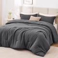 Dark Grey Comforter Set, 3-Piece Prewashed Bed Set