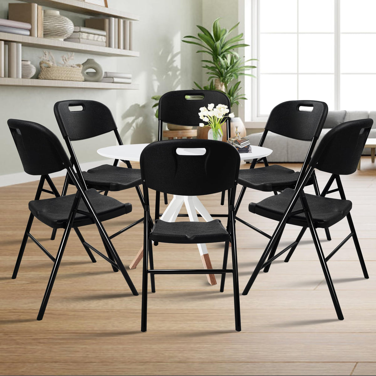 6 Pack Folding Chair, 600 lb Weight Capacity, Indoor/Outdoor Heavy Duty Foldable Chairs for Restaurants, Kitchens