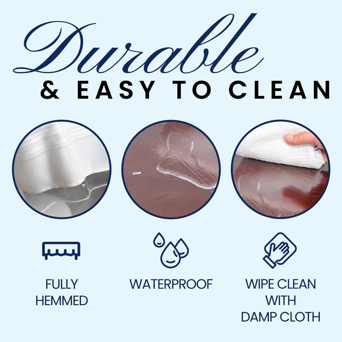 Heavy Duty Clear Plastic Table Cover Protector Rectangle 60x90 - Waterproof, Oil Proof, Wipeable Vinyl Tablecloth