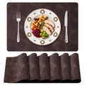 Placemats Set of 6, Faux Leather Wipeable Washable, Chocolate 6