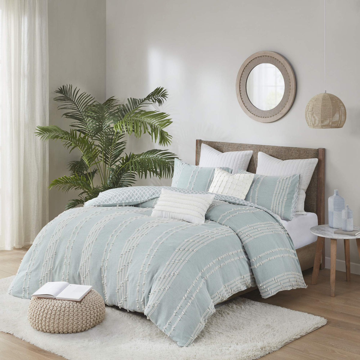 Cotton Duvet Cover Queen Size - 100% Cotton Duvet Cover Set, Boho Bedding Set for All Seasons Farmhouse Bedding Duvet