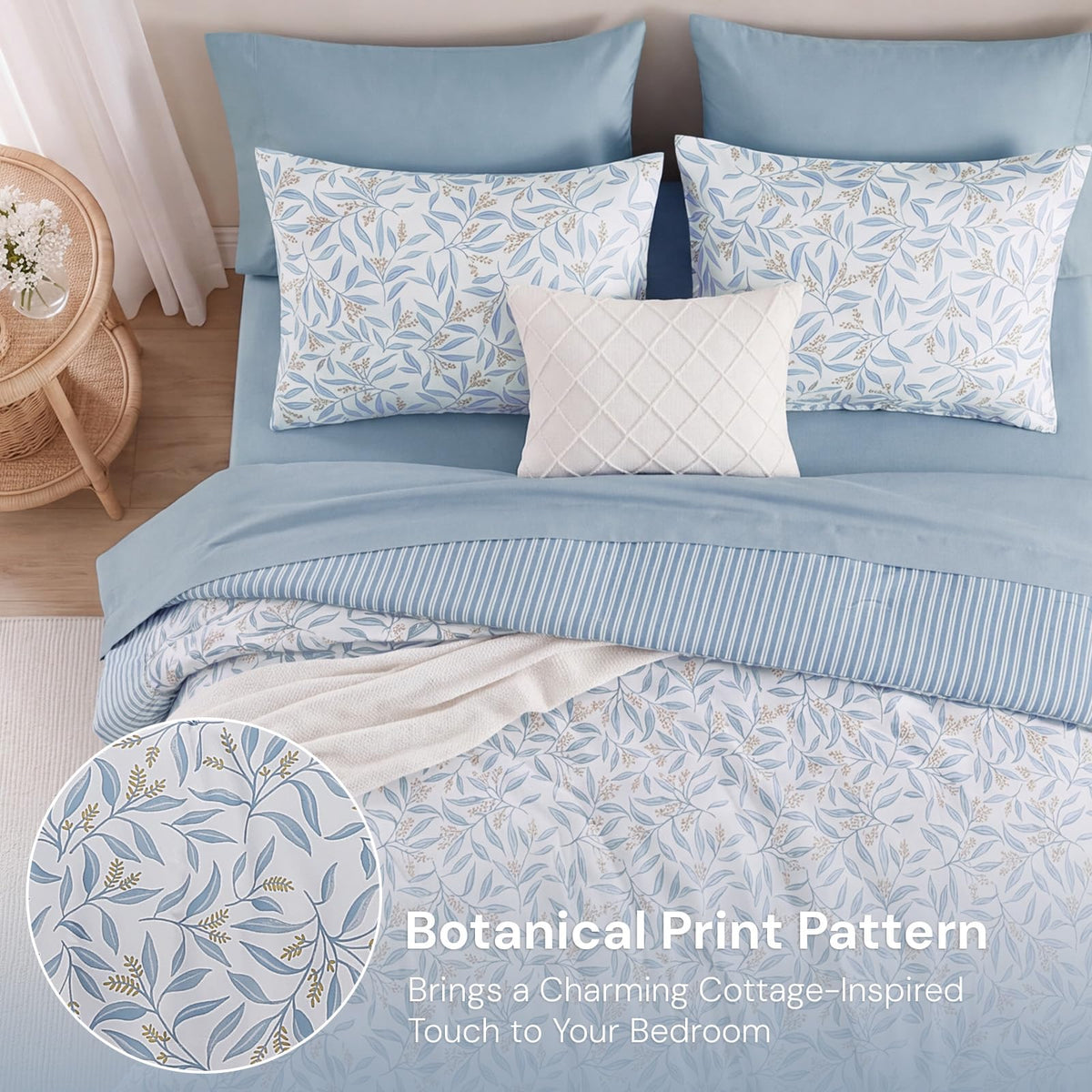 Comforter Set-7 Pieces Floral Bed in a Bag Bedding Sets