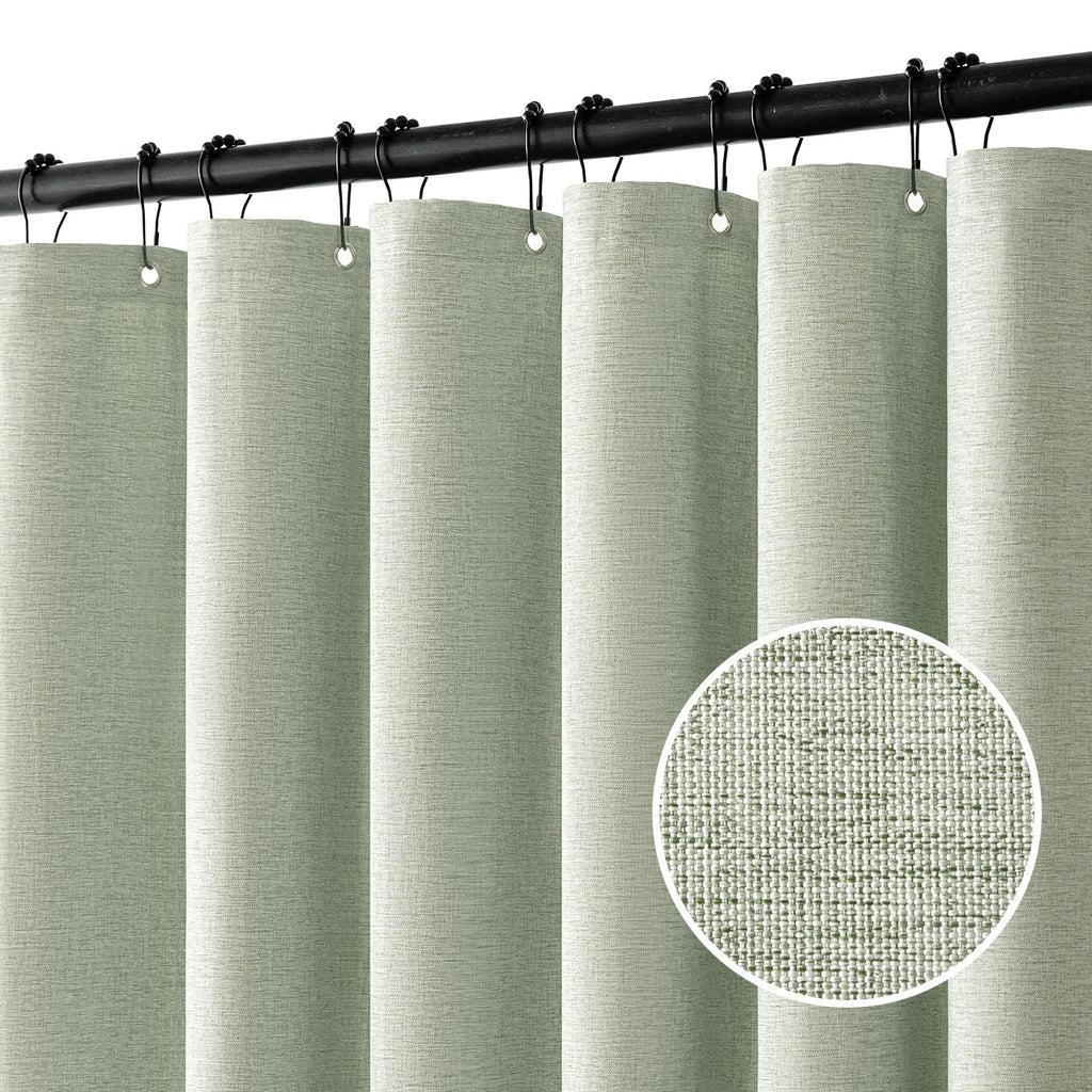 Stall Spring Linen Shower Curtain Sage Green W36*L72 6 Metal Hooks