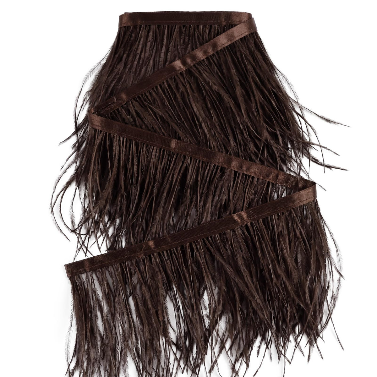 Coffee Ostrich Feathers Trim Sewing Fringe 2Yard 4-7inch for DIY Dress Sewing Craft Clothing Latin Wedding Dress