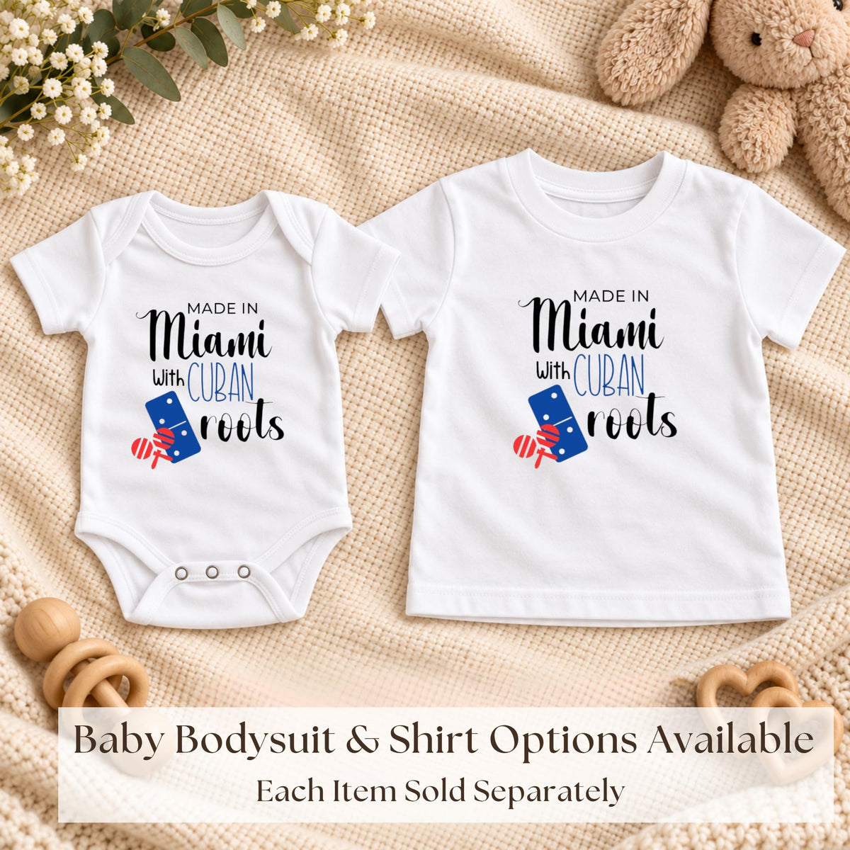 Made in Miami with Cuban Roots Baby Bodysuit | Free Cuba Baby Bodysuit (Newborn)