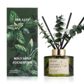 Reed Diffuser Set with 6.76 fl oz Wild Mint & Eucalyptus Scent Essential Oils and 3 Leaves & 8 Diffuser