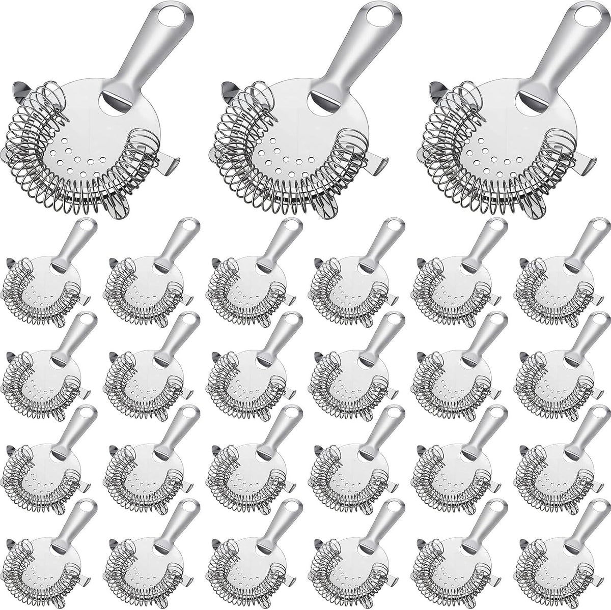 Cocktail Strainer 4 Prong Stainless Steel Bar Bartender Strainer 6 Inches Silver Bar Drink Tool - Set of 27