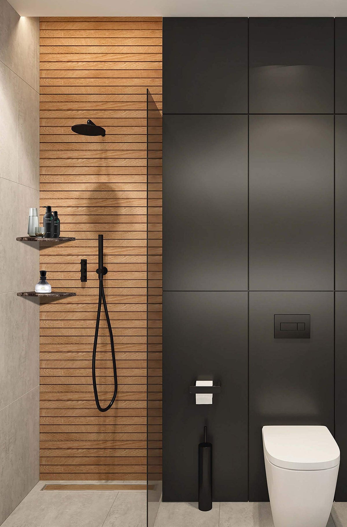 Genuine Marble Corner Shelf Shower Wall, 9"X9"X5/8", Both Sides Polished (EDMT9SHE - Emperador Dark)