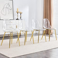 Clear Dining Chairs Set of 4, Modern Kitchen Chairs with Transparent Seat, Acrylic Accent Side Chairs with Plating