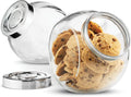 Pandora Glass Candy Jar 751⁄2-Ounce Cookie Jar (2 Pack) with Plastic Airtight Seal Lid 2-Way Display, Bulk-Food - Set of 2