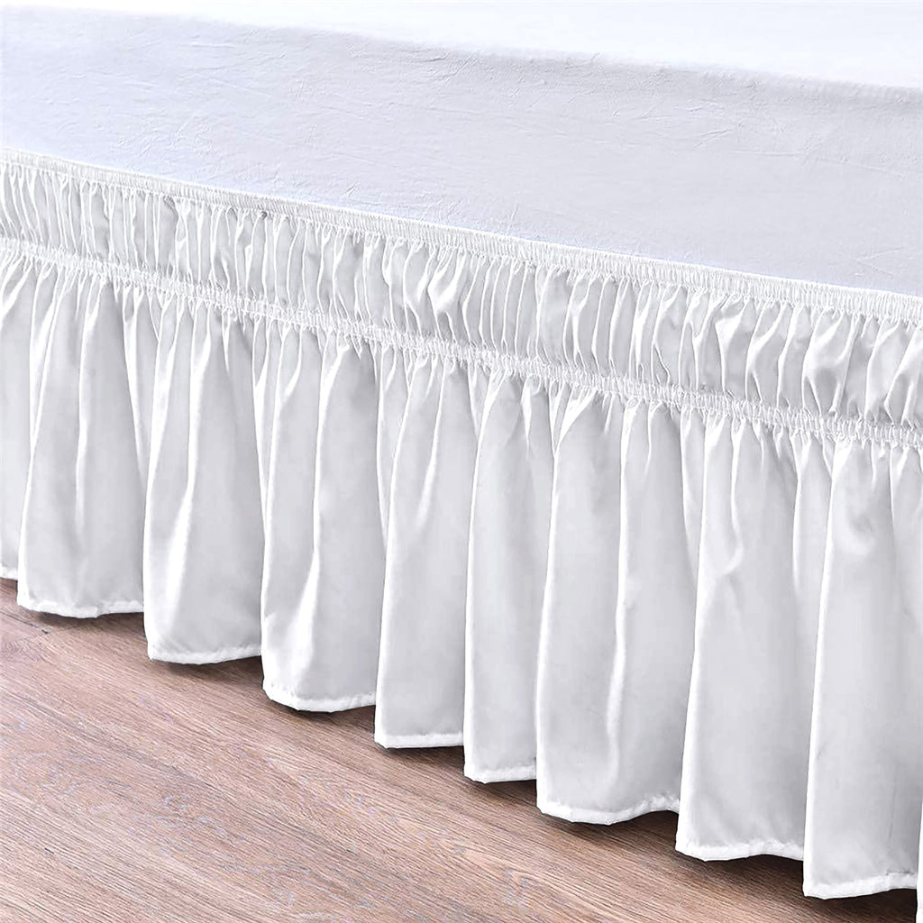 600 TC Cotton Wrap Around Bed Skirt for XL Size Bed 22 Inch Drop & Adjustable Three Fabric Sides Elastic Belts