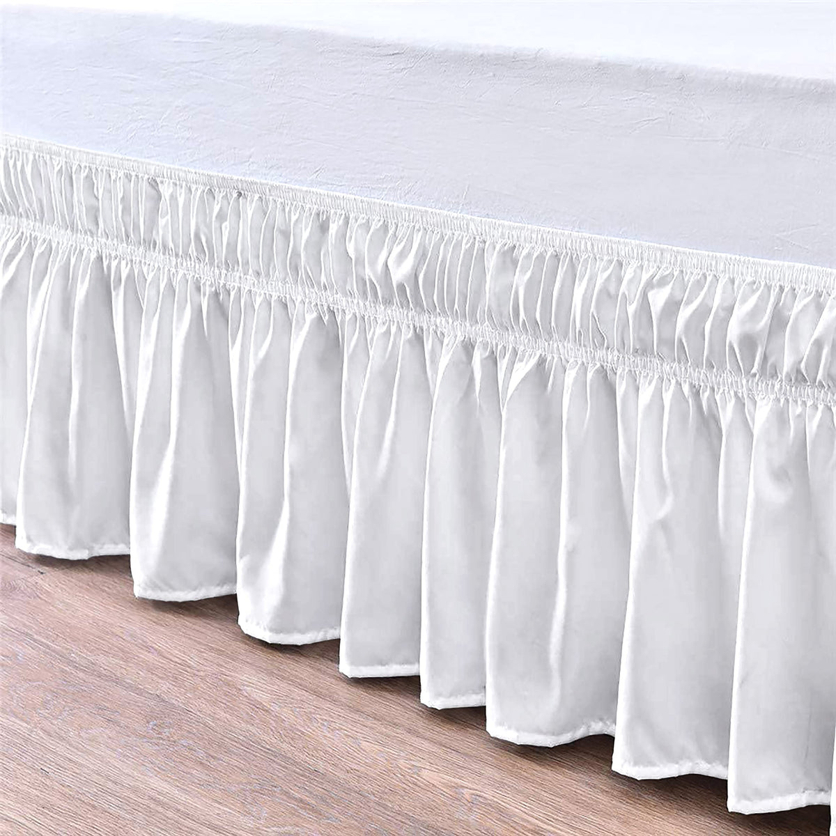 600 TC Cotton Wrap Around Bed Skirt for XL Size Bed 22 Inch Drop & Adjustable Three Fabric Sides Elastic Belts