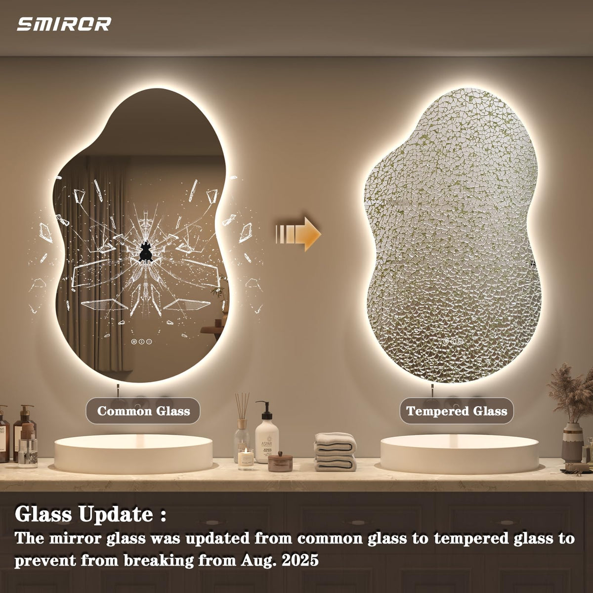 24x36 Irregular Backlit Led Lighted Bathroom Vanity Mirror