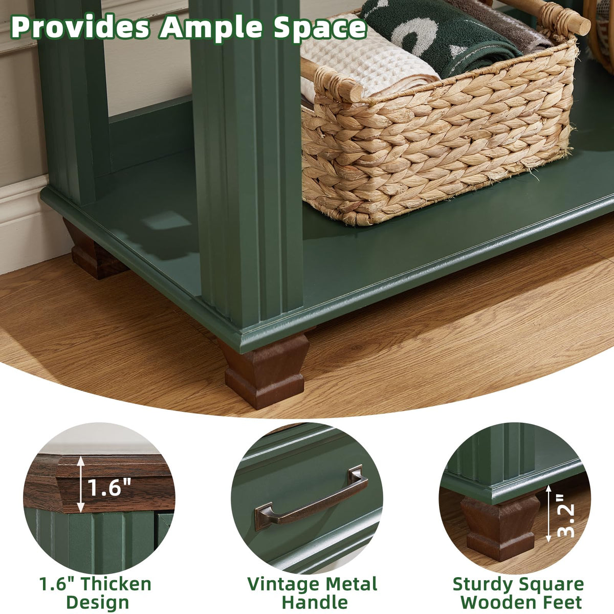 46" Farmhouse Console Table with Drawers, Green Entryway Table