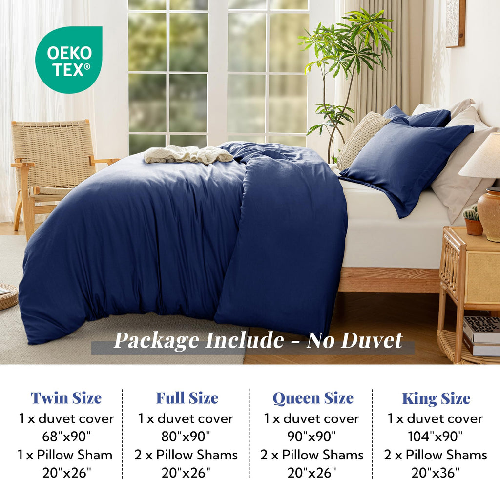 Duvet Cover Ultra Soft Comforter Cover Set 3pcs, Navy Blue