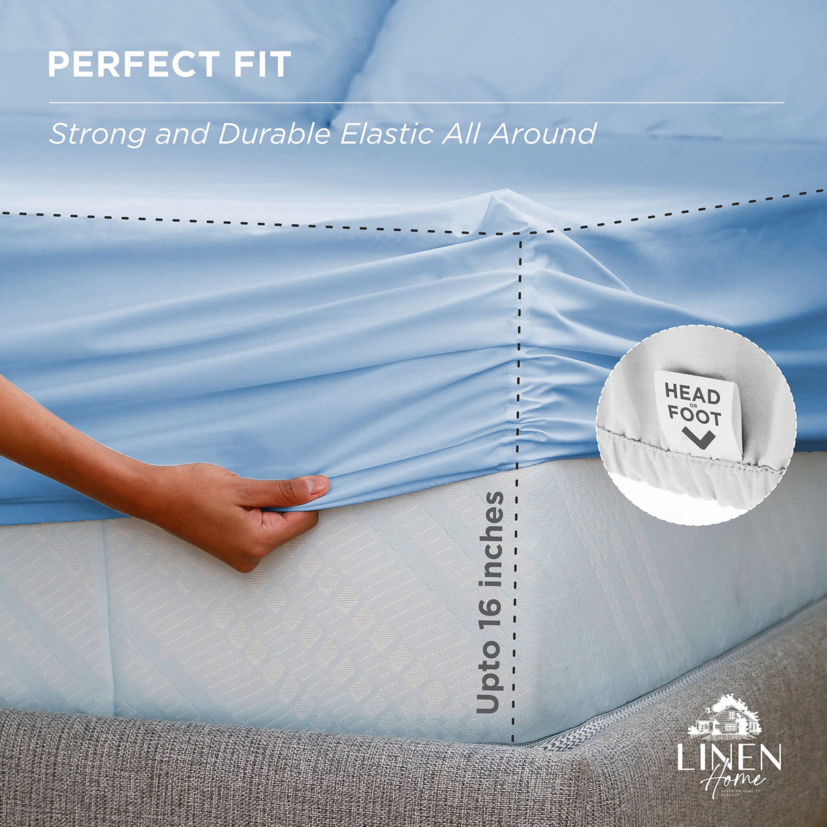 Home 4 Piece Twin Size 100% Cotton Percale Sheet Set, Baby Blue