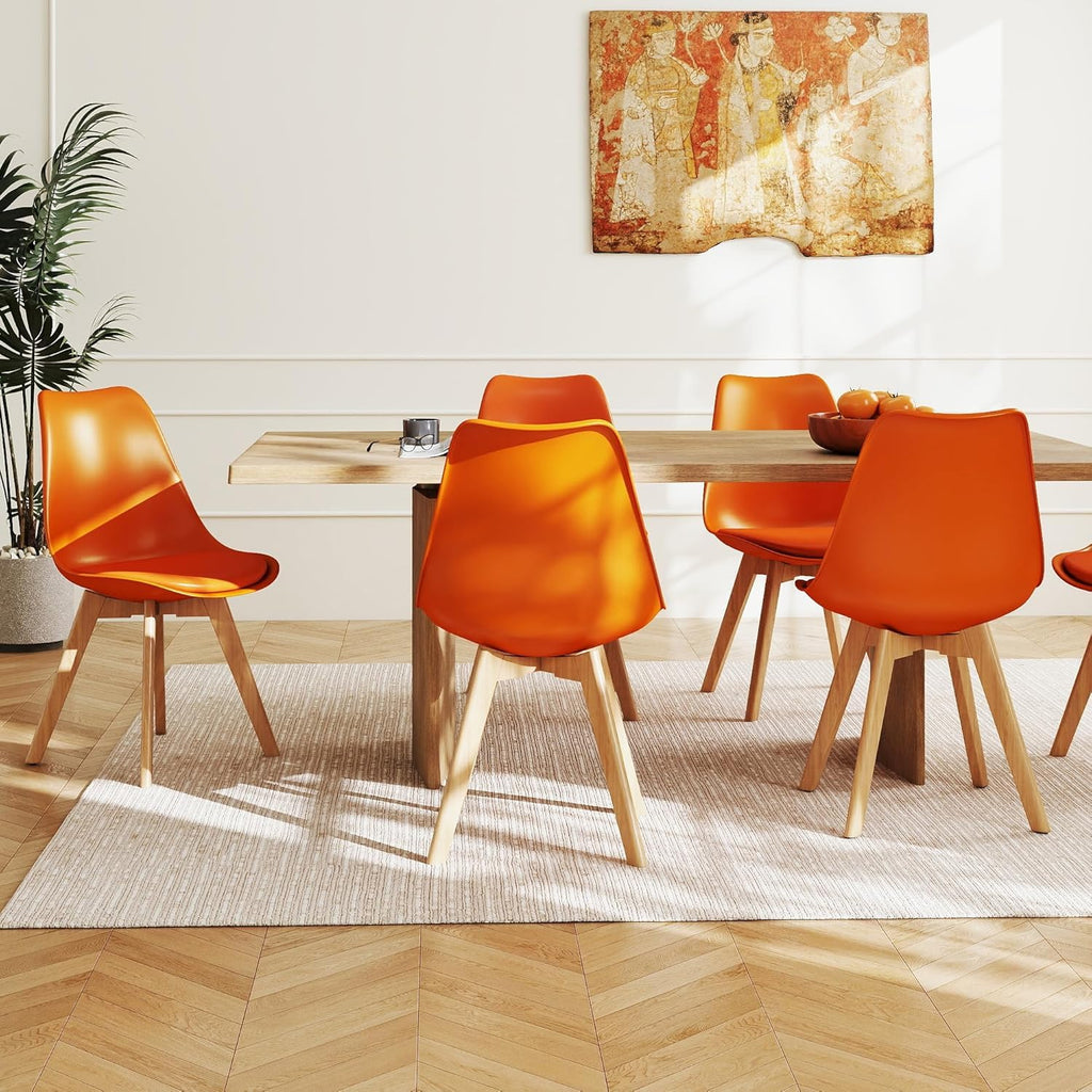 Inspired Eames Style Mid Century Modern Shell Dining Chairs (Orange, Set of 4)