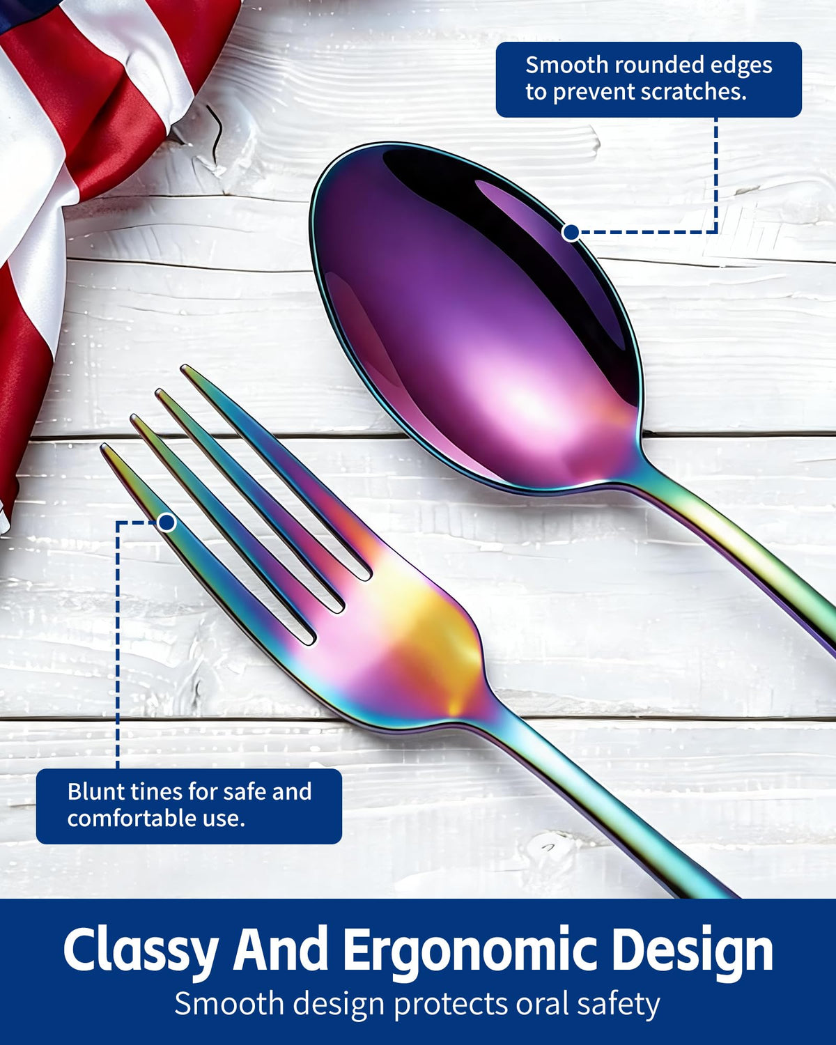 40-Piece Rainbow Silverware Set,Stainless Steel Flatware Set for 8