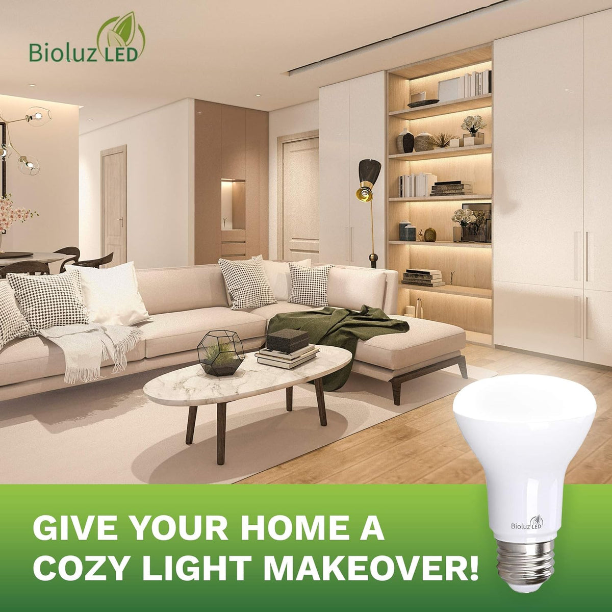 4 Pack BR20 LED Bulb 3000K Bright Soft White 6W=50W, 90 CRI, 540 Lumen, Dimmable LED Light Bulbs, Soft White Light