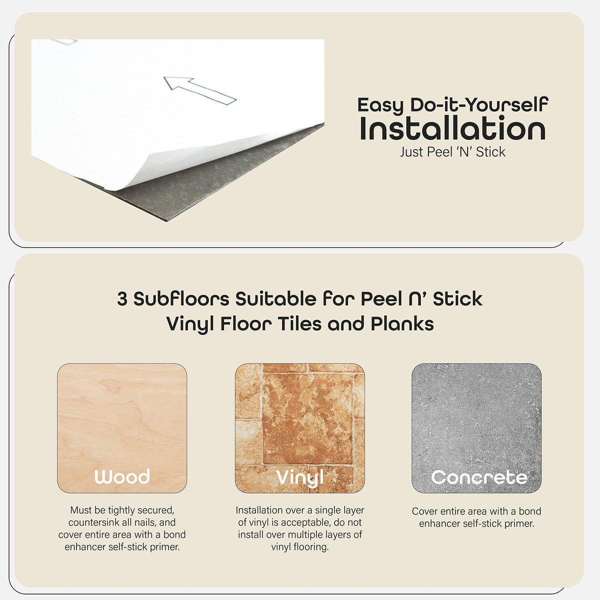 Nexus Self Adhesive 12-Inch Vinyl Floor Tiles, 20 Tiles, 12 x 12 in
