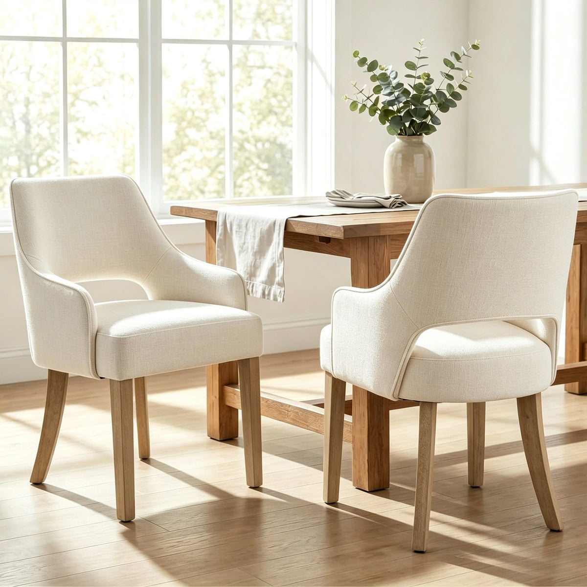 Linen Upholstered Set of 2 with Arms