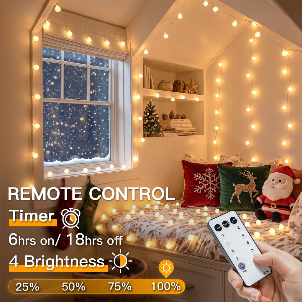 Globe String Lights Indoor, 43 FT 100 Led Fairy Lights Plug in