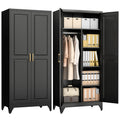 Metal Armoire Wardrobe Closet, 71" Tall Wardrobe Cabinet with 2 Doors