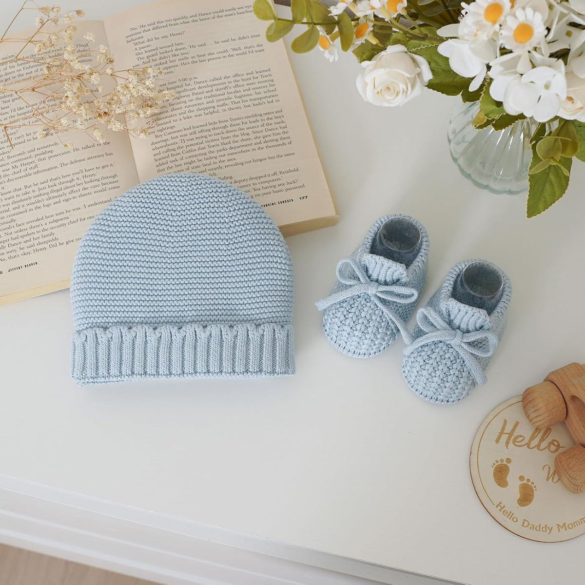 Baby Booties with Hat Set
