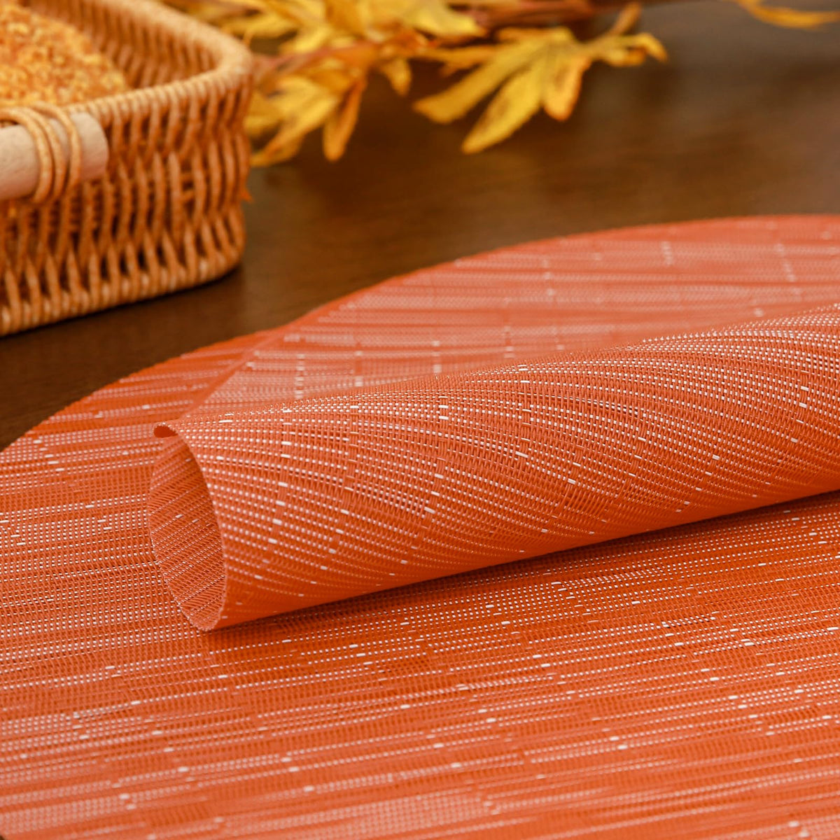 Fall Placemats Set of 8 Thanksgiving Table Mats Orange Place Mats